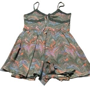 Urban Outfitters Marbled Print Lace Trim Cami Romper Shorts Women's M